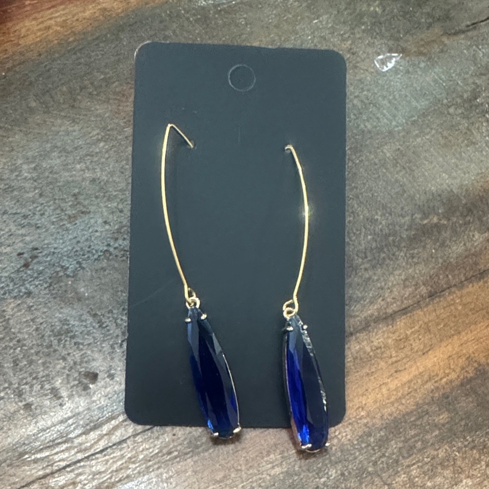 Elegant Gold and Blue Drop Earrings